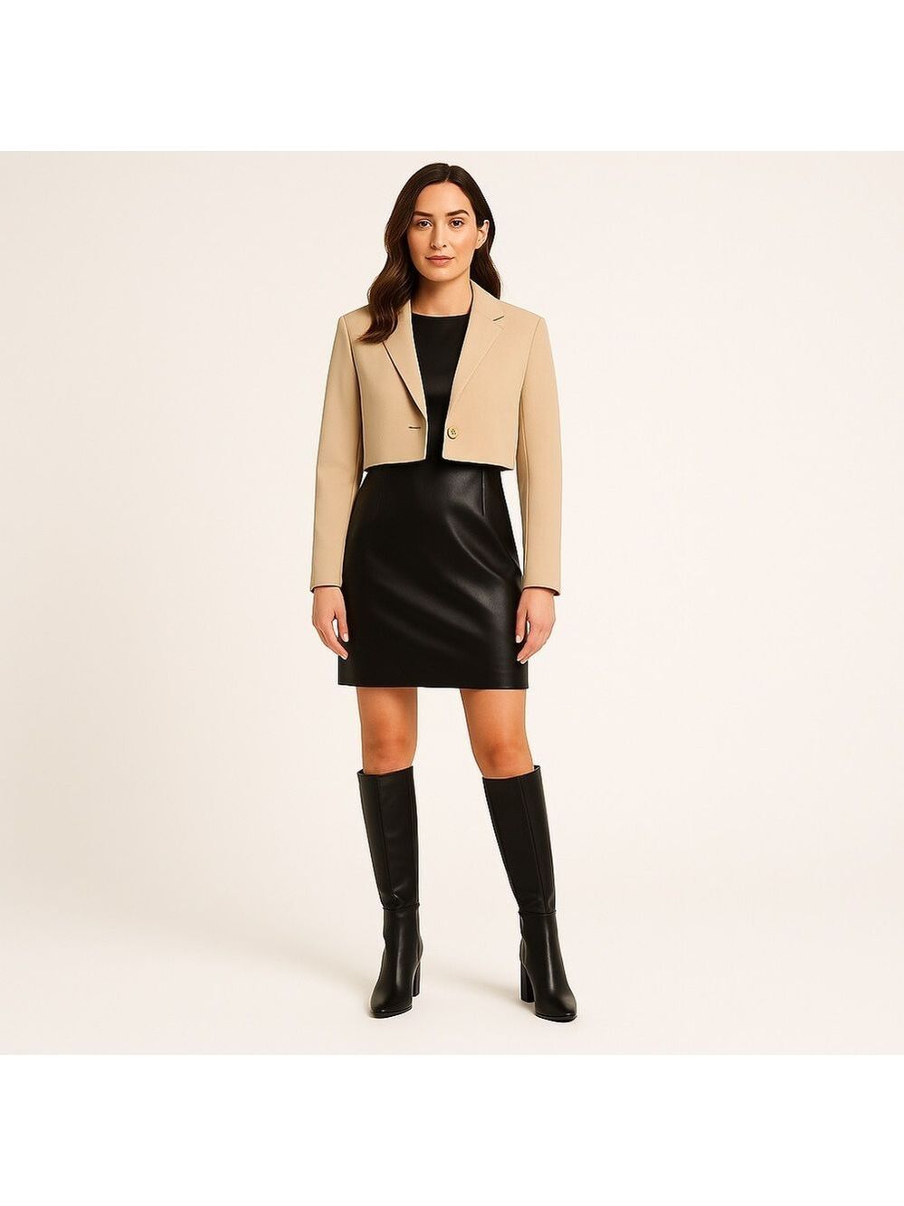 Zara beige crop blazer NWT Neutral beige one button closure dress jacket small